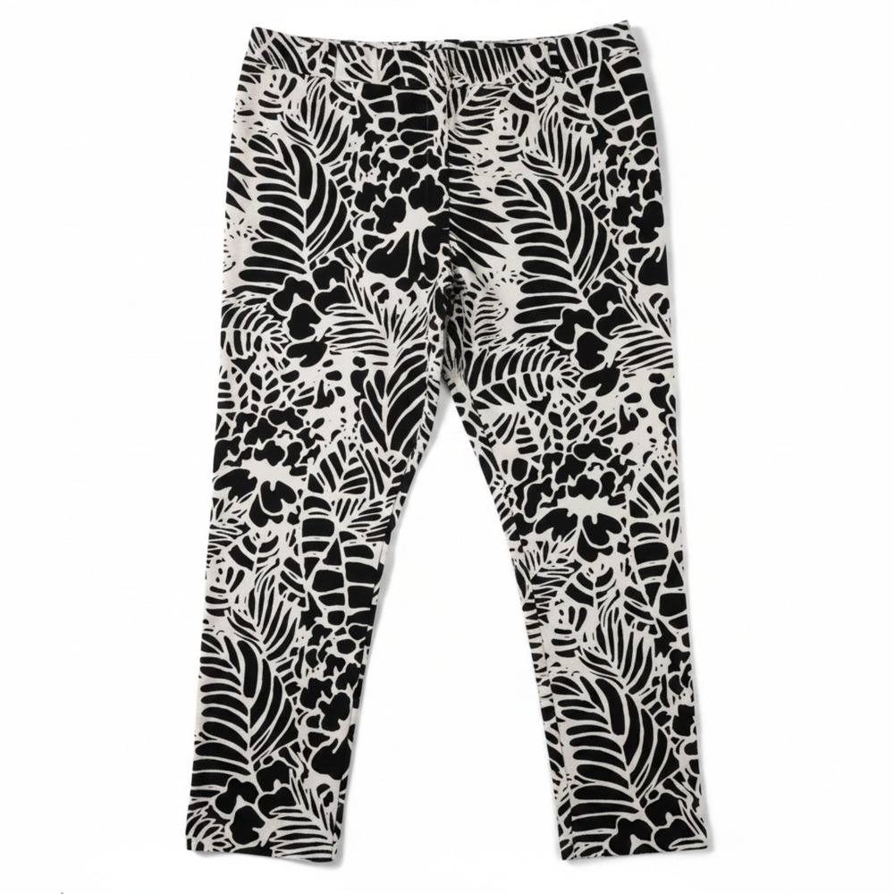 Talbots Woman Hampshire Pants Womens 22W Black White Tropical Floral Straight